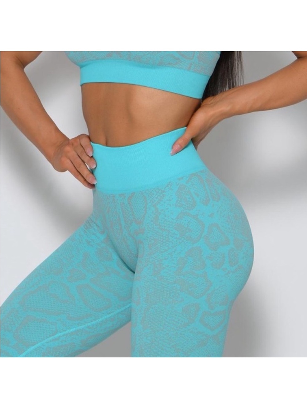 Bombshell sportswear teal and grey snake-print seamless leggings large-XL - Picture 3 of 10